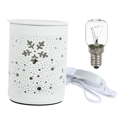LOLIPPYY Elektrischer Duftöl wachswärmer Hohlrund Form Plug in Lampe Aromalampe und Nachtlicht Keramik mit Europäischem Standard Aromatherapie für Wohnzimmer und Schlafzimmer von LOLIPPYY