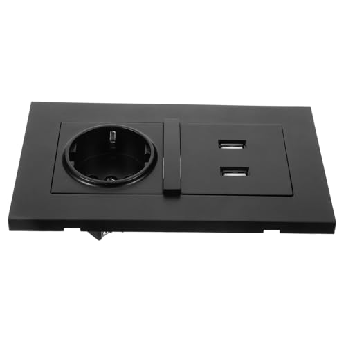 LOLIPPYY Europäische Wandsteckdose mit Dualem USB Ladeanschluss Schwarzer Panel Einsatz Standard Steckdose für Hotel Zuhause und Bereiche von LOLIPPYY