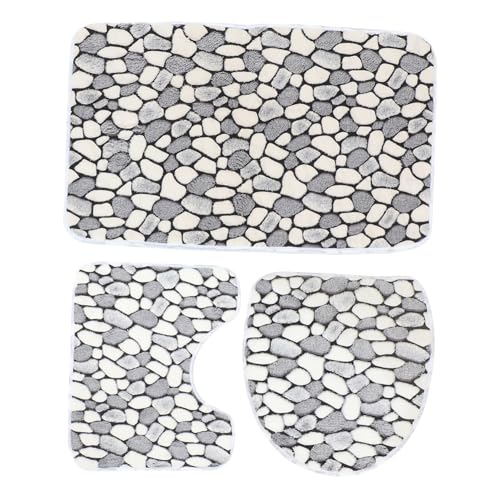 LOLIPPYY Fleece Badezimmerteppich WC Matte Komfortabel Saugfähig rutschfest Fußmatte Bodenmatte für Toilette und Bad Steinmuster von LOLIPPYY
