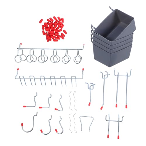 LOLIPPYY Garage Pegboard Haken Metall Werkzeughalter mit Kunststoff Aufbewahrungsbox Verstellbare Wandhaken für Werkstatt Keller und Garage zur Flexiblen Werkzeugorganisation von LOLIPPYY
