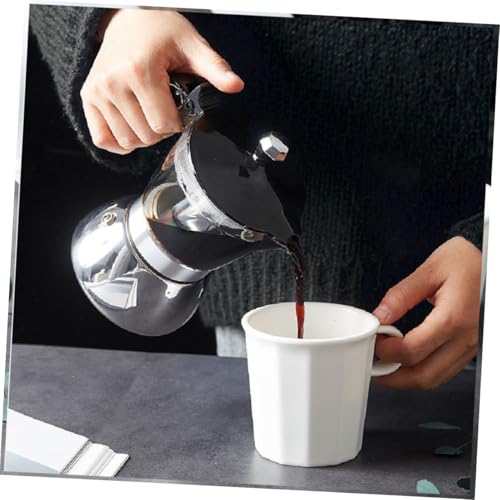 LOLIPPYY Großvolumige Edelstahl Espressokanne mit Ergonomischem Griff Hitzebeständigem Deckel Integriertem Kaffeesatzfilter Transparenter Sichtbereich für Hausgemachten Kaffee von LOLIPPYY