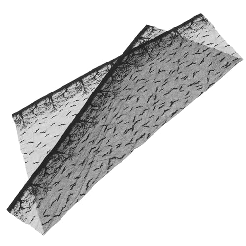 LOLIPPYY Halloween Tischdecke aus Schwarzer Bat-Spitze Feines Spitzenmuster Passend für Rechteckige Tische für Halloween Party Festliche Dekoration Stimmungsvolle Atmosphäre von LOLIPPYY