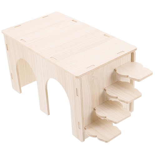 LOLIPPYY Hamsterhaus aus Massivem Holz mit Doppelter Tür und Plattform Stabiles Nagerversteck mit Leiter Robustes Kleintierhaus für Meerschweinchen und Hamster Langlebiges Spielhaus für von LOLIPPYY