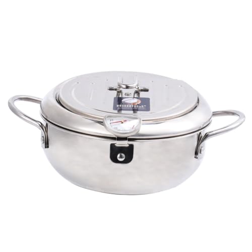 LOLIPPYY Haushalts Frittierpfanne aus mit Ölfilterdeckel und Thermometer Universeller Frittiertopf für Gasherd und Induktionsherd Gleichmäßige Hitzeverteilung Kompakte Mini Fritteuse von LOLIPPYY