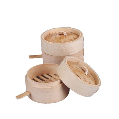 LOLIPPYY Holz Dampfgarer Rund mit Deckel Steamer für Asiatische Küche Schonendes Dünsten von Dim Sum Gemüse Desserts Nährstoffschonend Kompakt für Partys und Catering von LOLIPPYY