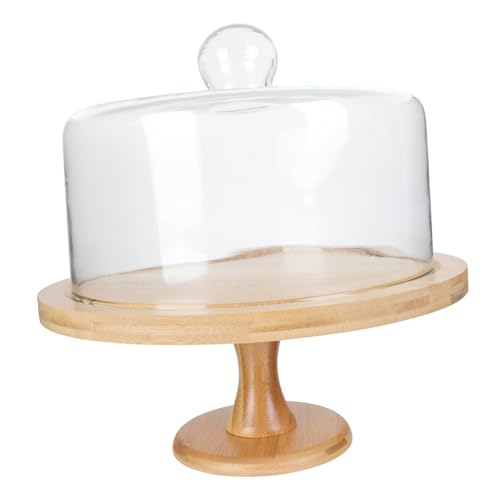 LOLIPPYY Holz Kuchenplatte mit Glasglocke Stabiles Dessert Display mit Hohem Fuß Transparenter Schutzdeckel Vielseitig als Hochzeitstortenhalter Servierplatte für Kuchen Obst und LOLIPPYY Holz Kuchenplatte mit Glasglocke Stabiles Dessert Display mit Hohem Fuß Transparenter Schutzdeckel Vielseitig als Hochzeitstortenhalter Servierplatte für Kuchen Obst und von LOLIPPYY