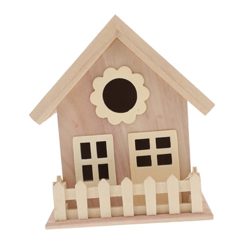 LOLIPPYY Holz Vogelnest mit Doppeltem Fenster Breiter Eingang Atmungsaktives Vogelhaus für Garten DIY Bemalbares Nistkasten Häuschen Langlebige Vogelhütte für Wellensittiche und Kleine von LOLIPPYY