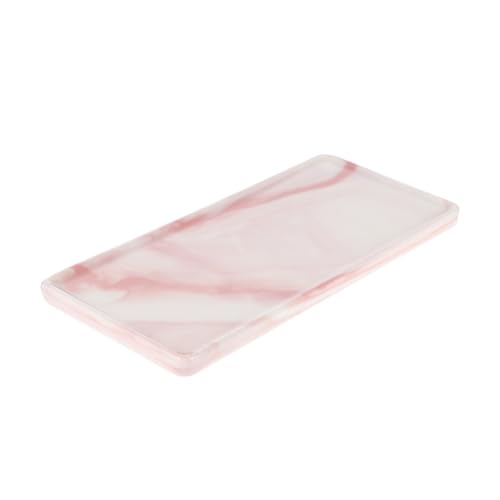 LOLIPPYY Keramik Tablett mit Marmoroptik Dekoratives Badezimmer Organizer Kompakt Leicht Schmuck Kosmetikaufbewahrung Vielseitig für Waschbecken Kommode und Schlafzimmer Pflegeleicht Rosa von LOLIPPYY