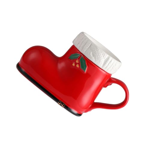 LOLIPPYY Keramikbecher Weihnachtsstiefel Niedlicher Multifunktionaler Wassermug mit Henkel Vielseitig für Kaffee Tee Wasser Festliches für Familie Freunde von LOLIPPYY