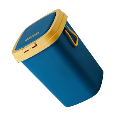 LOLIPPYY Kleiner Mülleimer mit Deckel aus Robustem PP Fallresistent und Kreativer Haushalts Abfallbehälter für Bad Küche und Wohnzimmer in Tiefem Blau Praktischer Papierkorb mit von LOLIPPYY