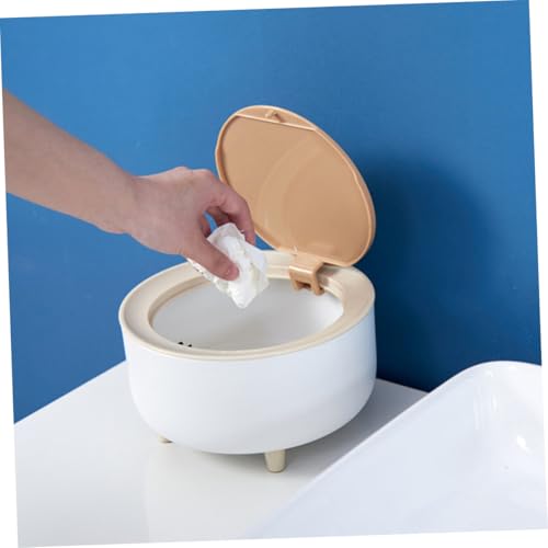 LOLIPPYY Kompakter Desktop Mülleimer mit Pressdeckel Kleiner Tischabfallbehälter aus Robustem Abs Geruchsdicht für Büro Wohnzimmer und Kaffee Bar Weiß Praktische Pressfunktion für Sauberen von LOLIPPYY