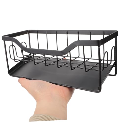 LOLIPPYY Küchen Spülschwammhalter aus Robustem Carbonstahl mit Integriertem Abtropfgestell Multifunktionaler Schwamm Spültuchhalter für Spüle Platzsparend und Langlebig Schwarz von LOLIPPYY