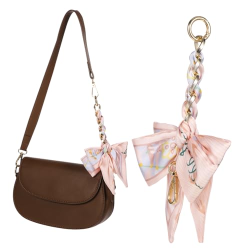 LOLIPPYY Metallkette Taschengurt Verlängerung mit Dekorativer Schleife Stabile Handtaschenverlängerungskette mit Sicherem Karabiner Einfach zu Befestigen Rosa Polyester für Mehr von LOLIPPYY