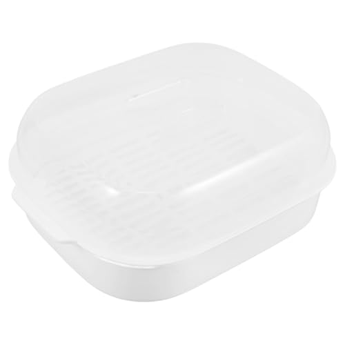 LOLIPPYY Mikrowellen Dampfgarer mit Deckel Lebensmittelechter Hitzebeständiger Kunststoff Großer Fassungsvermögen Dampfgarbehälter für Gemüse Reis Fisch und Meeresfrüchte Einfach zu von LOLIPPYY