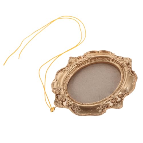 LOLIPPYY Mini Gold Bilderrahmen aus Langlebigem Resin Kleiner Vintage Weihnachtsanhänger zum Aufhängen an Wand oder Weihnachtsbaum Kompakte Wanddeko für Festliche Wohnraumgestaltung von LOLIPPYY