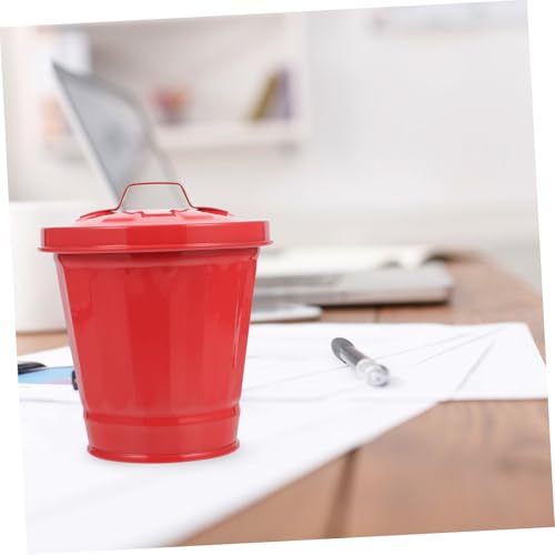 LOLIPPYY Mini Mülleimer mit Deckel aus Robustem Eisen Geruchsdichter Kleiner Abfalleimer für Tisch Büro Schlafzimmer und Küche Langlebiger Desktop Papierkorb mit Praktischem Deckel von LOLIPPYY