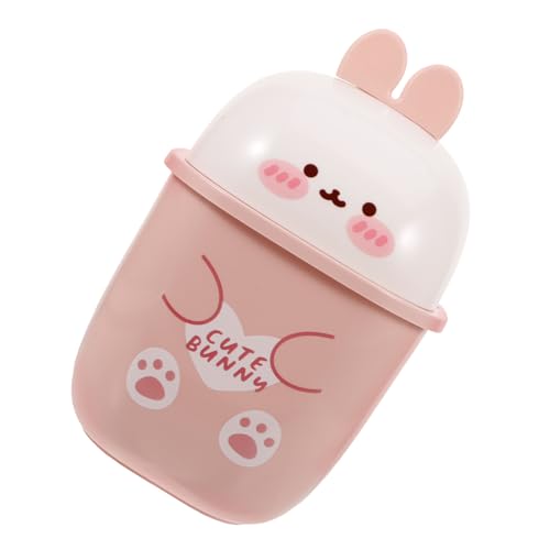 LOLIPPYY Mini Tischmülleimer mit Cartoon Hasen Motiv Kleiner Desktop Abfalleimer mit Deckel Geruchsdichter Schreibtisch Abfallbehälter für Büro Schlafzimmer und Küche Praktischer Mini von LOLIPPYY