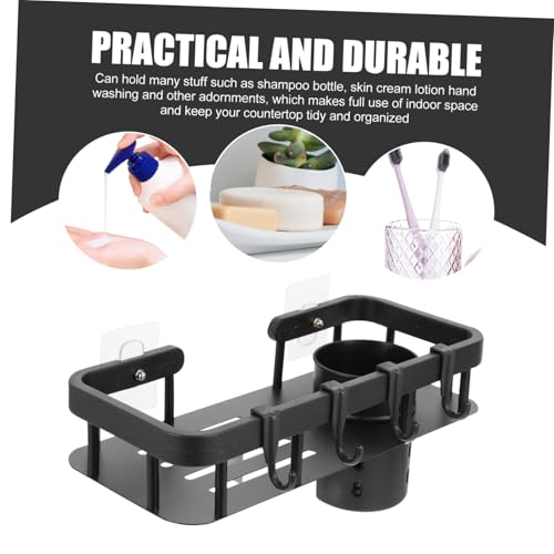 LOLIPPYY Multifunktionales Bohrfreies Wandregal aus Schwarzem Legierungsstahl Dekoratives Aufbewahrungsregal mit Offenem Boden für Wohnzimmer Badezimmer und Küche Verhindert Herunterfallen von LOLIPPYY