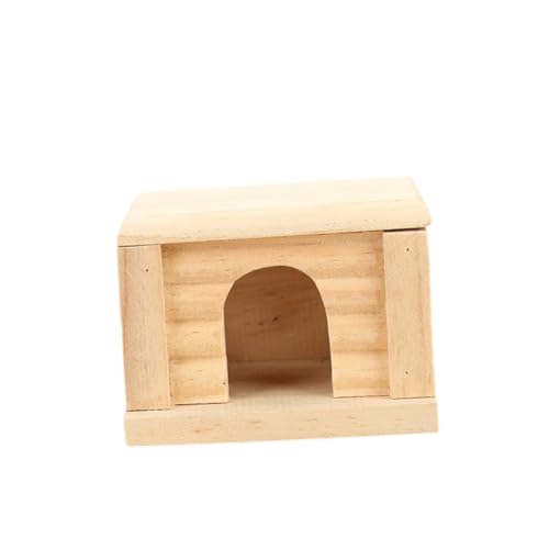 LOLIPPYY Natürliche Holz hamsterhütte mit Flachem Dach Abnehmbarem Dach und Fenster Langlebiges Kauspielzeug für Zwerghamster und Syrische Hamster Praktische und Helle Haustierhütte von LOLIPPYY