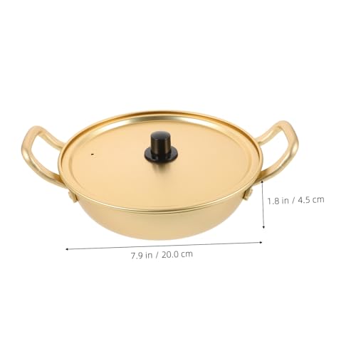 LOLIPPYY Ramen Nudelkochtopf aus Dickem Aluminium mit Doppelgriffen und Aluminiumdeckel Schnellerhitzend Vielseitig für Suppe Instant nudeln Gasherd Geeignet Gelb von LOLIPPYY