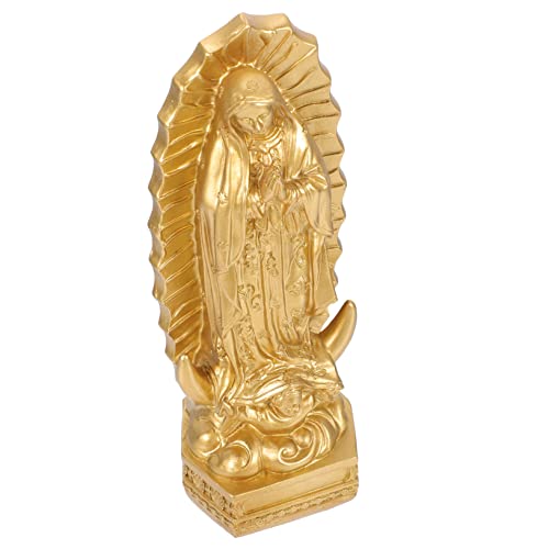 LOLIPPYY Resin Statue Mexikanische Heilige Jungfrau Dekofigur Desktop Dekoration Goldfarbene Harz Skulptur Katholische Gottheit von LOLIPPYY