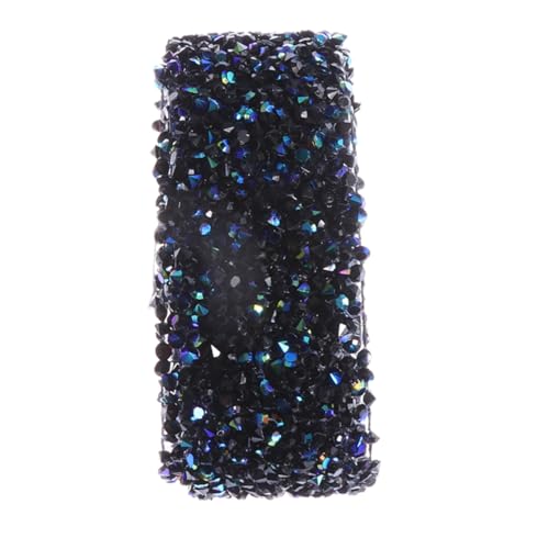 LOLIPPYY Schwarzes und Blaues Strass Diamantnetzband mit Rückenkleber Breit Selbstklebendes Diamantapplikationsband für Brautgürtel Hochzeitsdeko und Abendkleider von LOLIPPYY