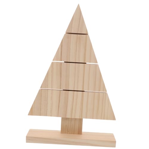 LOLIPPYY Unfinished Wooden Christmas Tree Table Sign mit Stabilem Dreiecksockel Freistehende DIY Weihnachtsdeko zum Bemalen Platzsparende für Tisch Regal Büro und Zuhause von LOLIPPYY