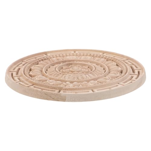 LOLIPPYY Unlackierte Holzapplikation Mandala Blume Runde Holzschnitzerei Möbel Dekoration Aufkleber für Schrank Kommode Schlafzimmer Europäischer Stil Handgefertigt von LOLIPPYY