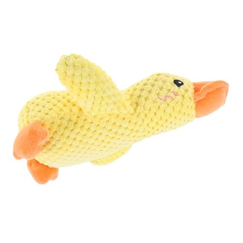 LOLIPPYY Unzerstörbares Quietschspielzeug Ente für Welpen und Kleine Hunde Interaktives Kauspielzeug aus Langlebigem Material Gelb Fördert Körperliche Aktivität und Geistige Beschäftigung von LOLIPPYY