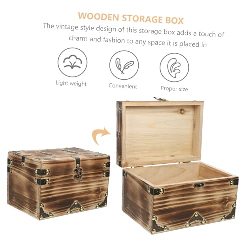 LOLIPPYY Vintage Holztruhe mit Deckel Multifunktionale Schmuck Aufbewahrungsbox aus Massivem Holz Antike Piraten Schatzkiste als Dekoration und für Zuhause und Büro von LOLIPPYY