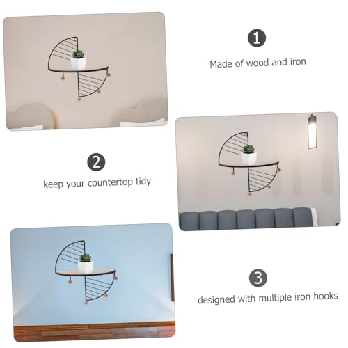 LOLIPPYY Wandregal aus Holz mit Haken Wandmontierter Organizer mit Großer Kapazität und Hoher Tragkraft Vielseitiger Wandhalter für Wohnzimmer Schlafzimmer Bad zur Platzsparenden von LOLIPPYY