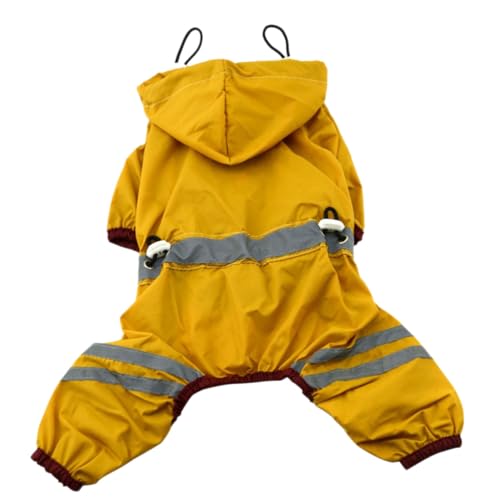 LOLIPPYY Wasserdichter Atmungsaktiver Hunderegenmantel aus PVC Einlagig Elastisch an Beinen und Saum für Kleine Hunde und Welpen Gelb Xs Praktischer Regenschutz für von LOLIPPYY