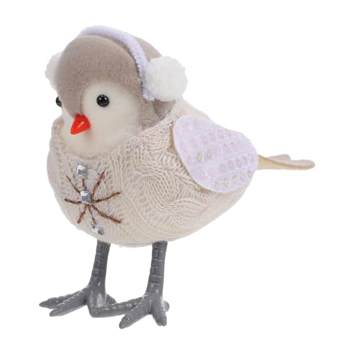 LOLIPPYY Weihnachtliche Vogel Deko Figur in Beige aus Hochwertigem Harz Kreative Xmas Fenster und Tischdekoration für Garten Festlicher Schmuck für Weihnachtsfeier und Wohnraumgestaltung von LOLIPPYY