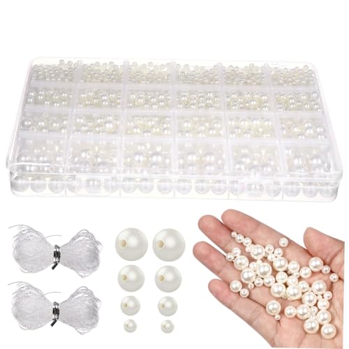 LOLIPPYY Weißes Perlen mit Elastischem Faden DIY Schmuckherstellung Perlen Zubehör für Armbänder Halsketten Ohrringe von LOLIPPYY
