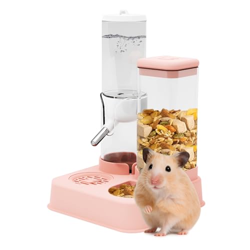 LOLLBIRD 2-in-1 Hamster-Wasserflasche und verbesserter Futterspender – 35 % größere Futterkapazität, auslaufsicheres Design für Glastanks/Drahtkäfige, Kleintierzubehör (Rosa, 12,4 cm + 13,9 cm + 14,9 LOLLBIRD 2-in-1 Hamster-Wasserflasche und verbesserter Futterspender – 35 % größere Futterkapazität, auslaufsicheres Design für Glastanks/Drahtkäfige, Kleintierzubehör (Rosa, 12,4 cm + 13,9 cm + 14,9 von LOLLBIRD