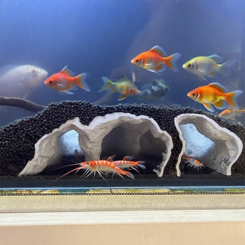 LOLLBIRD Aquarium-Dekoration, 3D-gedruckte Garnelen-Höhle mit Tunnel, natürliches kleines Fischversteck für Kirschgarnelen und Einsiedlerkrebse (Grau) von LOLLBIRD