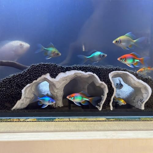 LOLLBIRD Aquarium-Dekoration, 3D-gedruckter Aquarium-Tunnel, Betta-Höhle, Fischversteck für Guppy & Corydora-Wels (Weiß) von LOLLBIRD