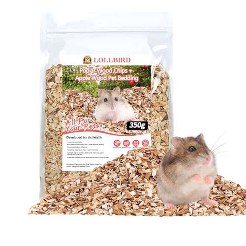 LOLLBIRD Aspen Bedding: reine Späne oder Espen-Apfel-Mischung | staubarm, geruchsreduzierend | für Hamster/Rennmäuse/Mäuse | 350 g/3,5 l pro Beutel (Apfelholzspäne + Pappelholzspäne) von LOLLBIRD