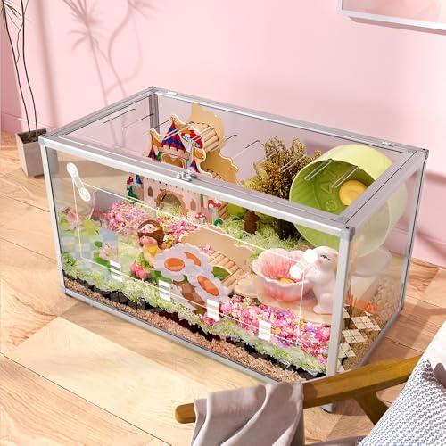 LOLLBIRD Hamsterkäfig aus Aluminium, 86,1 x 48 x 46 cm, kaufester Lebensraum mit leicht zu reinigender Basis für Syrer/Zwerghamster (2,387 cm² großer Platz + stapelbar) (66 x 36 x 38 cm (Oberseite des von LOLLBIRD