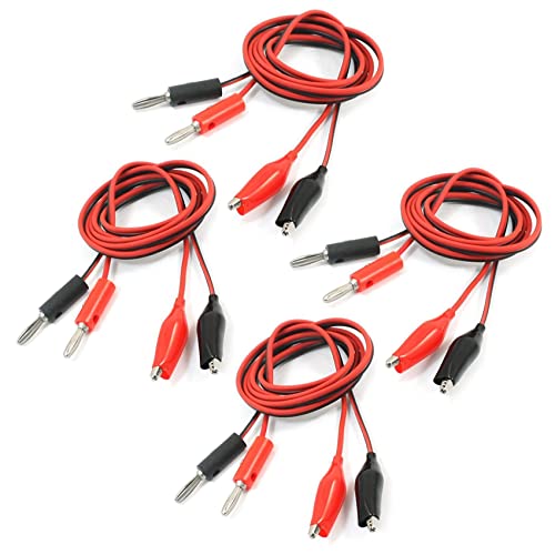 LOLPALONE 1 m Testdraht von Bananenstecker auf Krokodilklemme für Multimeter 8 Stück Schwarz Rot von LOLPALONE
