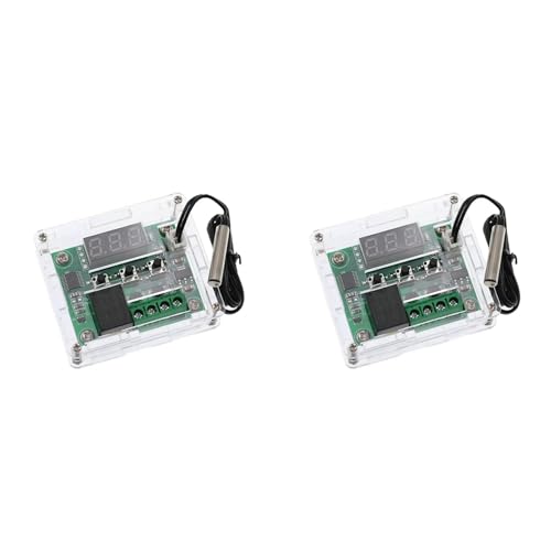 LOLPALONE 2X W1209 Digitale Thermostat-Steuerplatine ROT Digital DC 12 V, -50 Bis 100 ℃, Wasserdichte Sensorschalterplatte mit Gehäuse von LOLPALONE