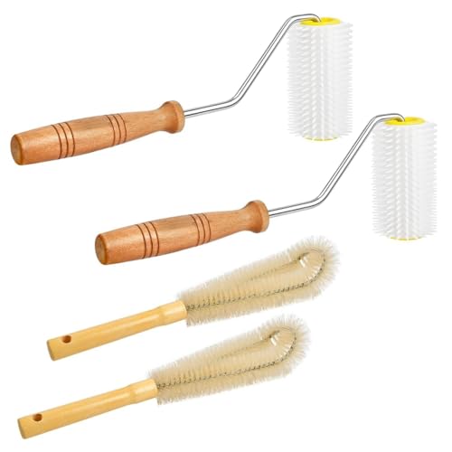 LOLPALONE 4 Stück Abzieher zum Entfernen der Kappe mit Rolle mit Holzgriff für Imker, langlebig von LOLPALONE