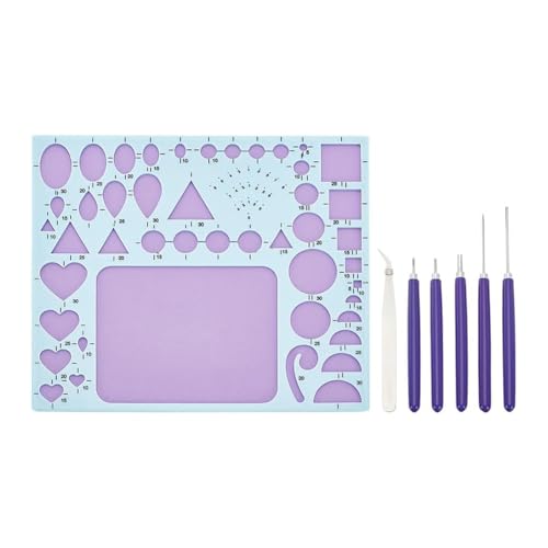 LOLPALONE 7-teiliges Quilling-Werkzeug-Set für Erwachsene, Anfänger, Quilling-Werkzeug-Set mit geometrischem Lineal, geriffeltem Stift und Pinzette LOLPALONE 7-teiliges Quilling-Werkzeug-Set für Erwachsene, Anfänger, Quilling-Werkzeug-Set mit geometrischem Lineal, geriffeltem Stift und Pinzette von LOLPALONE