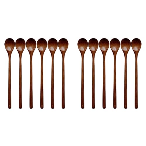 LOLPALONE Holzlöffel zum Kochen Set, 13 Lange Holzmischlöffel zum Rühren Backen Servieren, 12 Stück Küchenutensilien von LOLPALONE