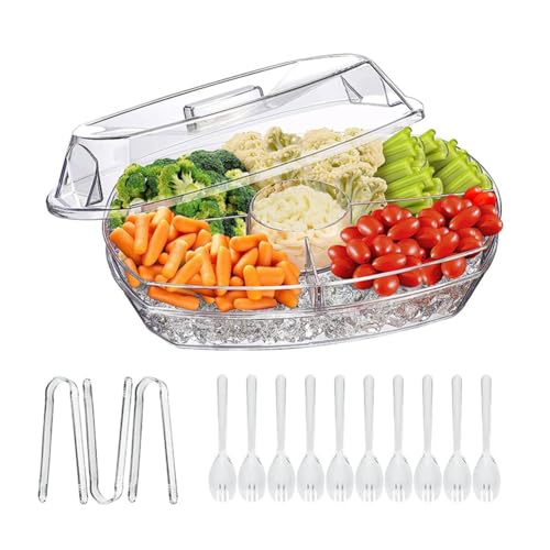 LOLPALONE Serviertablett mit Deckel für Garnelen, Obst, Vorspeisen und Obst. von LOLPALONE