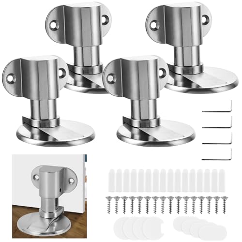 LOLYSIC 4 Stück Unsichtbare Magnetische Türstopper,Türstoppe Magnetisch Boden Metall,Selbstklebende oder Gebohrte Montage,Türstopper Boden Unsichtbarer Tür- und Wandschutz für Büro,Zuhause (Silber) von LOLYSIC