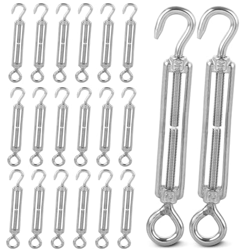 LOLYSIC Spannschloss-Drahtspanner M5 (1/4 Zoll), Haken- und Ösenspanner, robuster Edelstahl, verstellbarer Drahtseilspanner, 20 Stück von LOLYSIC