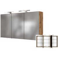 3D Spiegelschrank 120 cm mit LED-Aufbauleuchte LOUROSA-03 in Wotaneiche Nb., B/H/T: ca. 120/66/20 cm von LOMADOX