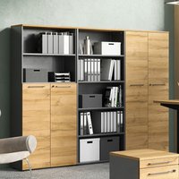 Aktenschrank Büromöbel Set AURAY-01 in Graphit mit Grandson-Eiche, BxHxT: ca. 240x197x40 cm von LOMADOX