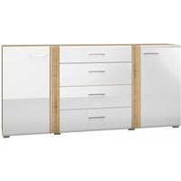 Anrichte Sideboard 190 cm in Eiche Castello Nb. mit weiß Hochglanz AKRON-131 hochwertige mdf Fronten mit filigraner Fräsung, b/h/t: ca. 190/90/42 cm Anrichte Sideboard 190 cm in Eiche Castello Nb. mit weiß Hochglanz AKRON-131 hochwertige mdf Fronten mit filigraner Fräsung, b/h/t: ca. 190/90/42 cm von LOMADOX